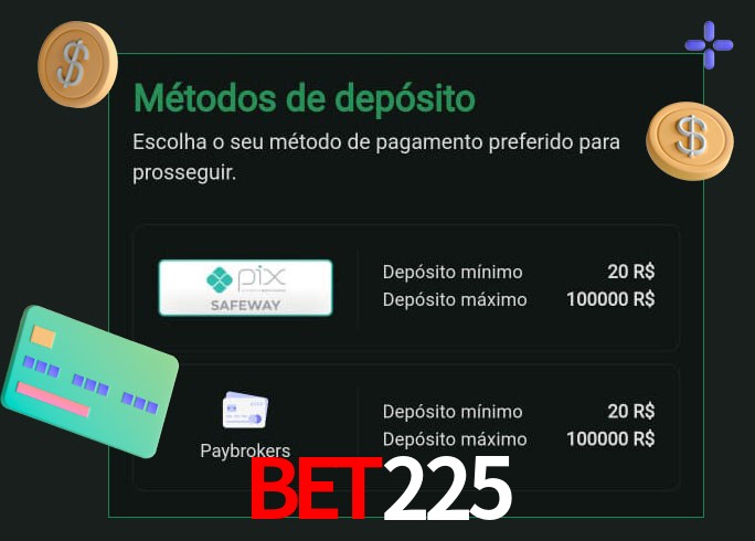 O cassino Bet225 oferece uma grande variedade de métodos de pagamento